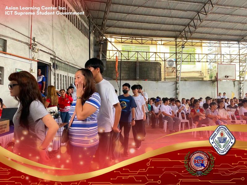 Students and families lining up at a campus event