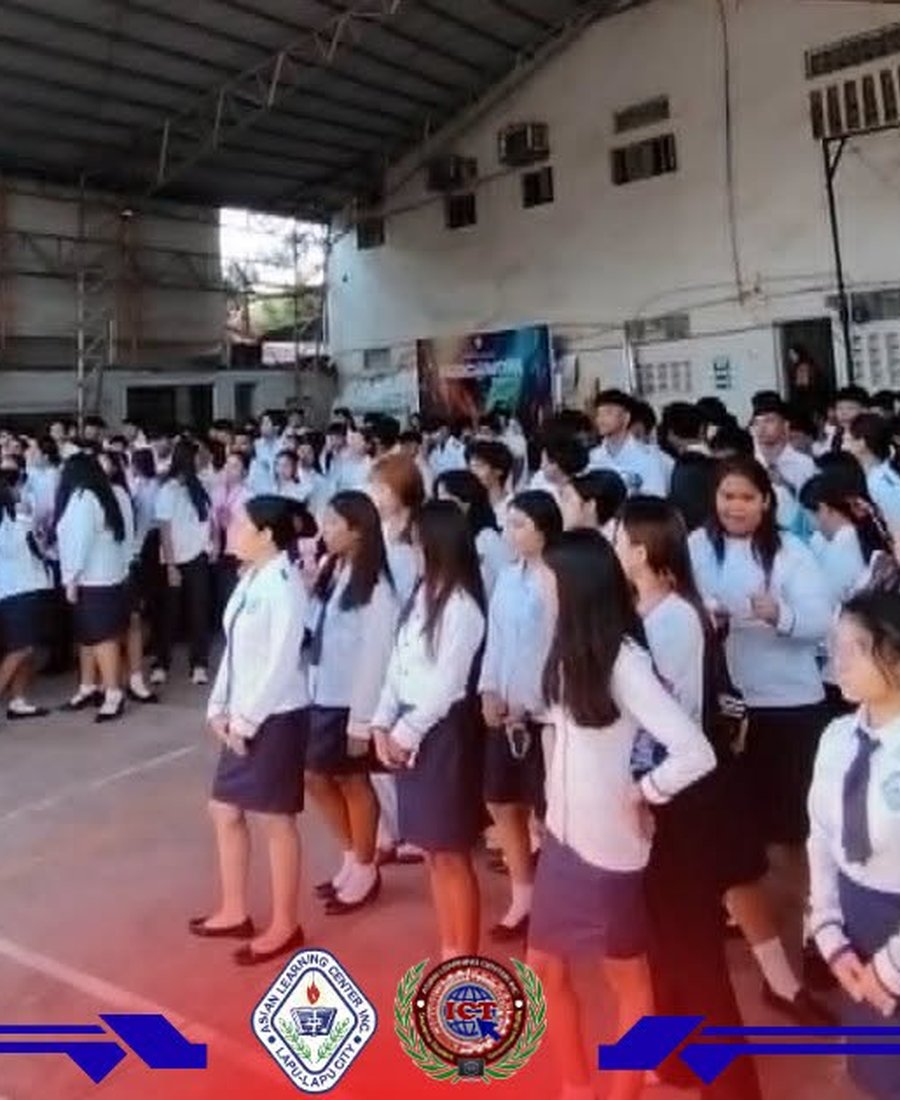 Students assembled on the outdoor court at Asian Learning Center